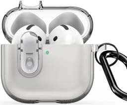 Dux Ducis PECL Hoesje Geschikt voor AirPods 4 met Aluminum Haak Transparant Grijs — thumbnail 5