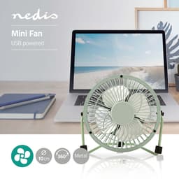 Nedis Tafelventilator | USB Gevoed | Diameter: 100 mm | 3 W | 1 Snelheid | Groen — thumbnail 2