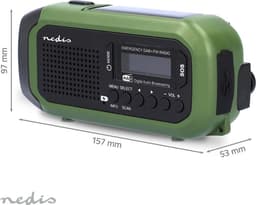 Nedis Noodradio - Draagbaar Model - DAB+ / FM - Batterij Gevoed / Handslinger / Solar Powered / USB Gevoed - Wekkerfunctie - Groen / Zwart — thumbnail 4