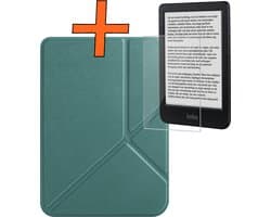 Hoesje Geschikt voor Kobo Clara BW Hoes Book Case Trifold - Hoes Geschikt voor Kobo Clara BW Hoesje Book Cover Met Screenprotector - Donkergroen