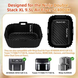 13 stuks Air Fryer Accessoires voor Ninja Double Stack XL 9,5L - Air fryer SL400UK - Siliconen Air Fryer Liners - Air Fryer Manden - Grilling Rack Handschoenen - Olie Borstel - Voedsel Clip - voor Oven — thumbnail 5