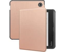 Hoes Geschikt voor Kobo Libra Colour - Luxe E-reader Bescherm Case - Hoesje Book Cover - Rosé Goud