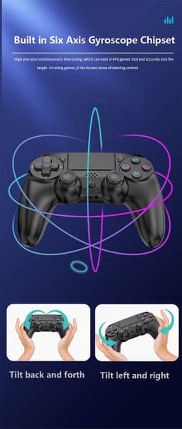 Ntech PS4 Controller Geschikt voor PS4 en PS3 - ps4 game controller Draadloos P47 - Blauw - Audio Jack Input - Touch Sensor - Dual Trilmotoren Draadloze Controller — thumbnail 5
