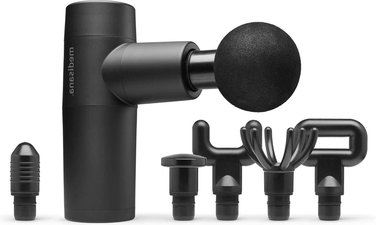 Mini massagepistool - 6 massagekoppen - vibratiestanden - zelfmassage - schouder borst rug - LED-controlelampje - opbergtas — afbeelding 1