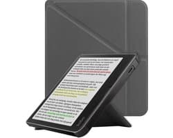 Hoes Geschikt voor Kobo Libra Colour Hoesje Bookcase Cover Book Case Hoes Sleepcover Trifold - Grijs