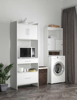 Kast voor wasmachine, droger of toilet Willa - wit - Symbiosis - wasmachinekast_enkel - Wit - Melamine; Spaanplaat — thumbnail 3