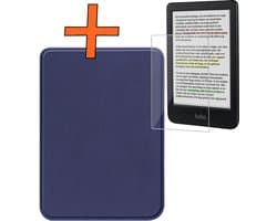 Hoesje Geschikt voor Kobo Clara Colour Hoes Book Case - Hoes Geschikt voor Kobo Clara Colour Hoesje Book Cover Met Screenprotector - Donkerblauw