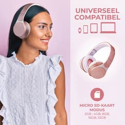 PowerLocus EDGE - Draadloze Koptelefoon - Koptelefoon Draadloos - Bluetooth Headphone - Over-Ear - FM Radio - Micro SD - Microfoon - inkl. Case - Rose Gold — thumbnail 4