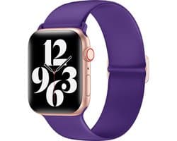 By Qubix - Geschikt voor Apple Watch bandje - Elastische Solo Loop bandje - Paars - Geschikt voor Apple Watch 44mm / 45mm / 46mm / 49mm (Ultra 1,2 en 3) - Smartwatch bandje - siliconen sport bandje