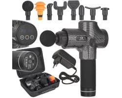 GEKO Massage gun - 8 opzetstukken - 100W - 30 snelheden - 2400mAh batterij - Ergonomisch ontwerp