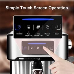Koffiezetapparaat - Espresso - Espresso Machine - Cappuccino koffiezetapparaat - Melkopschuimer - LCD touch - Semi automatische Pomp - 1200W - Licht grijs — thumbnail 4