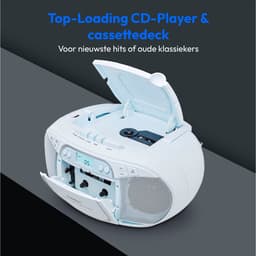 MEDION E66476 Stereo Geluidssysteem (boombox, CD-speler, MP3, cassette, draagbare cassettespeler voor kinderen, FM-radio, AUX, hoofdtelefoon, netvoeding & batterij) blauw — thumbnail 4