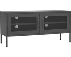 vidaXL Tv-meubel staal antraciet 105x35x50 cm Televisie Tafel - Tv Stand - Metalen Tv Meubel - Industrieel Tv Meubel - Zwarte Tv Kast