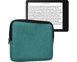 kwmobile universele e-reader hoes geschikt voor 6,8-7" eReader hoesje - Stoffen cover voor eReader 17,5 x 14,7 cm - E reader sleeve met rits - In petrol