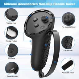 YONO Accessoires Set geschikt voor Meta Quest 3 - Grip Case Controller - Siliconen Cover Face en VR Bril - Oculus - 9in1 - Zwart — thumbnail 4