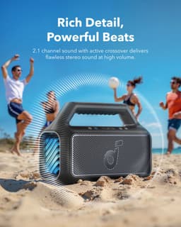 Soundcore Boom 2 Outdoor Speaker by Anker, 80W, Subwoofer, BassUp 2.0, 24H Playtime, IPX7 Waterproof, Floatable, RGB Lights, USB-C, Custom EQ, Bluetooth 5.3, Portable For Outdoors, Camping, Beach, and Backyard-Zwart — thumbnail 9