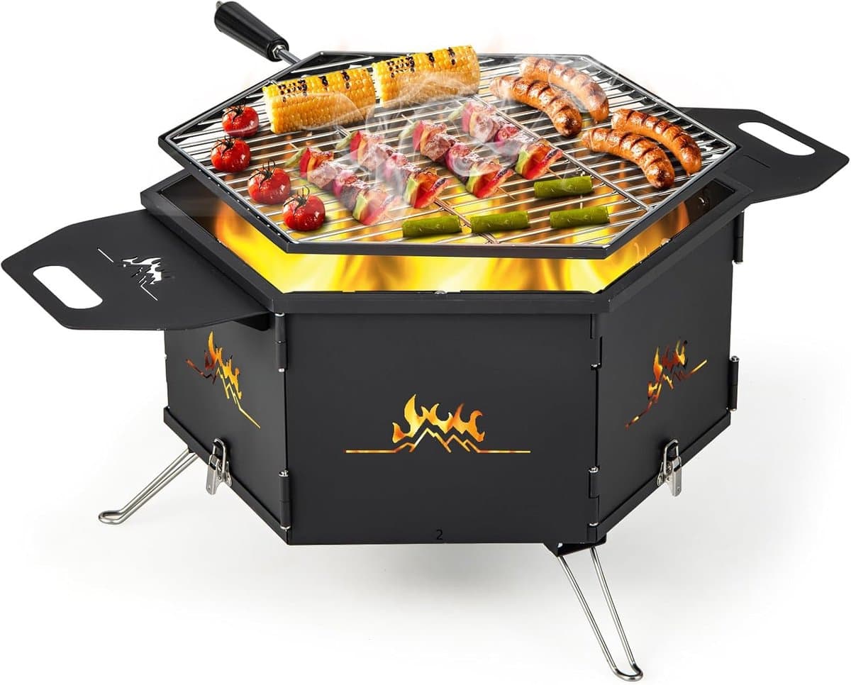 Draagbare 2-in-1 Campinggrill voor Outdoor Activiteiten - Inklapbare Houtskoolgrill voor 4-5 Personen — afbeelding 1