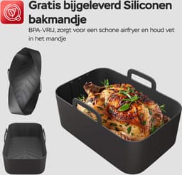 Turbotronic AF-250 Airfryer XL AirChef - 6L- Heteluchtfriteuse - Dual Heating - 50ºC tot 200ºC - 12 Kookprogramma's - Truffle Grey — thumbnail 7