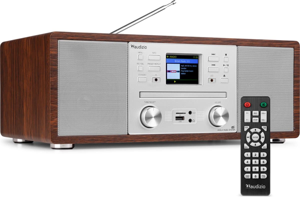 Internetradio - Audizio Avola alles-in-één radio met Bluetooth - DAB+/FM - CD speler - Zilver — afbeelding 1