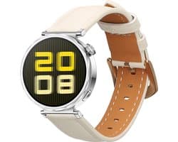 kwmobile lederen horlogebandje geschikt voor Huawei Watch GT5 41mm / GT5 Pro 42mm / Watch GT4 41mm polsband - Echt leren smartwatch bandje - Activity tracker horloge band in wit / bruin