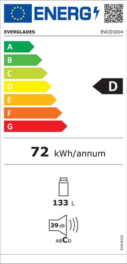 Everglades EVCO1014 - Tafelmodel Koeler - 133 Liter - D Klasse/72kWh Jaarlijks - Wit - 5 Jaar Garantie — thumbnail 2
