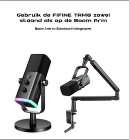FIFINE - TAM8 - USB / XLR Studio microfoon - Flexibele Arm ( BM88 ) - Met kabelgoot - Geschikt voor PC/PS4/PS5 - RGB - Podcast - Gaming - Streaming - Zwart — thumbnail 3