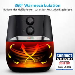 MEDION E20 L Airfryer (heteluchtfriteuse, 3,2 liter frituurmand, ca. 1400 watt, eenvoudige bediening, olievrij frituren, 30 min timer, oververhittingsbescherming, MD10711) zwart — thumbnail 15
