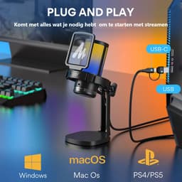 Maono DGM20 - USB RGB Streaming Microfoon met Ruisonderdrukking - Gaming - Podcast - Geschikt voor PS5 / PS4 / PC / Windows / iPhone / Android - Touch Mute Knop - Popfilter — thumbnail 3