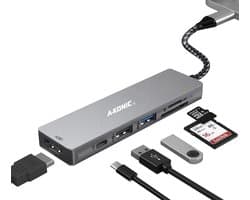 A-KONIC 6-in-1 USB C docking station – HDMI ULTRA 4K - USB C dock – PREMIUM USB C hub – Space Grey