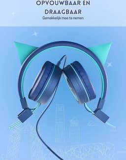 StayPowered Kattenoor Hoofdtelefoon - Ideaal voor Kinderen die van Muziek en Stijl Houden - Comfortabel - Inklapbaar - Verstelbare Hoofdband - Surround Geluid - Geschikt voor Tablets & Laptops - Blauw - Levering Sneller dan Aangegeven! — thumbnail 2
