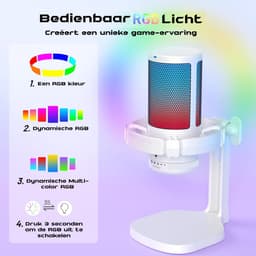 Maono DGM20 - Professionele USB Microfoon - RGB Gaming Microfoon - Studiokwaliteit Geluid - Cardioïde Richting - Voor Podcast - Streaming - Opnames - Wit — thumbnail 3
