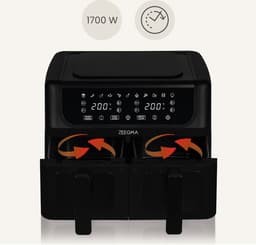 Zeegma Knapper Dual - Airfryer - 9L - 1700 W - 12 frituurprogramma's - Vetvrij Koken - Tefloncoating — thumbnail 20