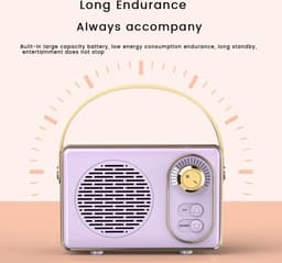 Hoogwaardige Retro Bluetooth speake - Bluetooth speaker - met Ultra Lange Batterijduur - Roze — thumbnail 4