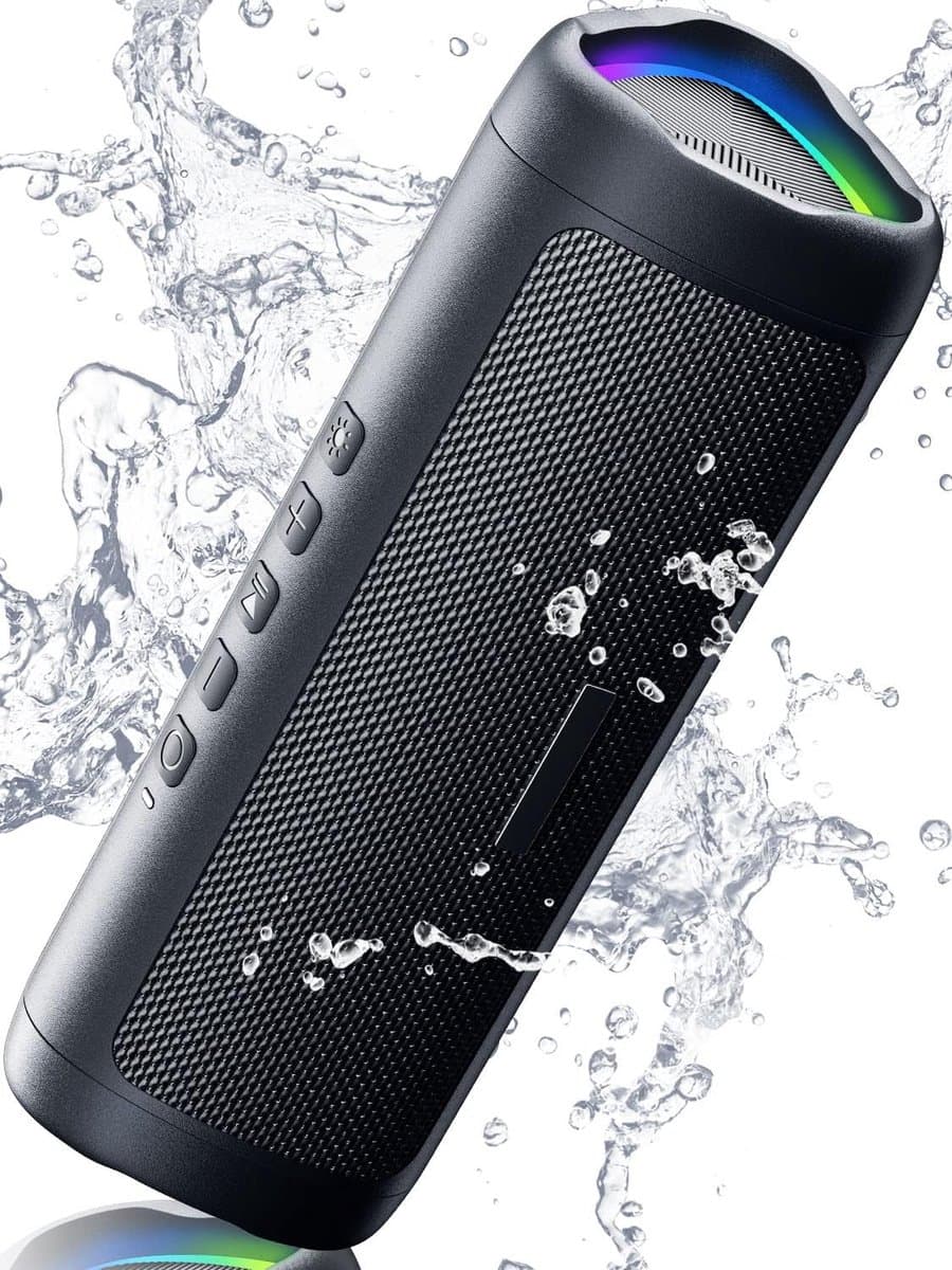Bluetooth speaker zwart-IPX5 waterdicht-extra bas-2 full-range sprekers-2 onafhankelijke membranen-TWS-AUX-RGB-verlichting-Tot 20 uur muziek-zwart — afbeelding 1