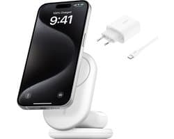 Belkin 2-in-1 Inklapbare Draadloze Lader Qi2 15W - Magsafe Compatibel - Wit