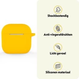 Hoesje Geschikt voor Apple AirPods 4 - Siliconen Hoes met Clip - Silicone Case Cover - Geel — thumbnail 3