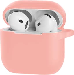 Hoesje Geschikt voor Apple AirPods 4 - Siliconen Hoes met Clip - Silicone Case Cover - Lichtroze — thumbnail 1