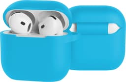 Case - Geschikt voor Apple AirPods 4 - Siliconen Hoes met Clip - Silicone Hoesje Cover - Lichtblauw — thumbnail 1