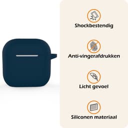 Hoesje - Geschikt voor Apple AirPods 4 - met Clip - Siliconen Hoes - Silicone Case Cover - Navy — thumbnail 3