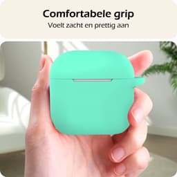 Hoesje - Geschikt voor Apple AirPods 4 - met Clip - Siliconen Hoes - Silicone Case Cover - Turquoise — thumbnail 4