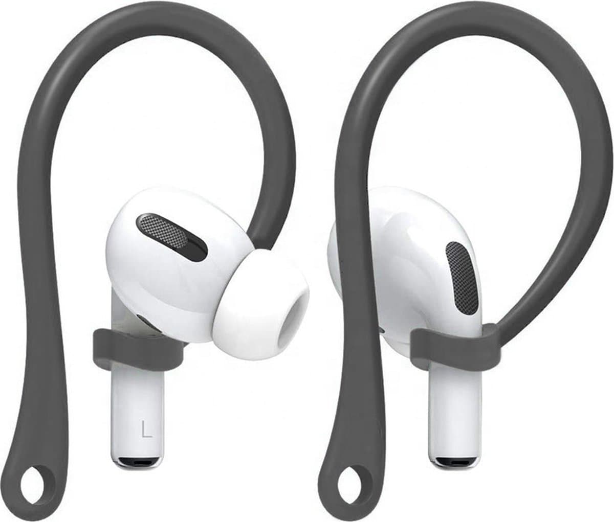 Ibley EarLoop Sport hooks grijs voor Apple AirPods Pro 1/2 & AirPods 3/4 - Oorhaken - Siliconen sport haken - Geschikt voor AirPods Pro 1/2 en Apple AirPods 3/4 - Set van 2 — afbeelding 1
