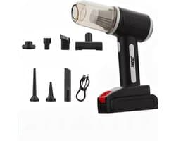 MDHL Auto stofzuiger - Autostofzuiger draadloos - Handtofzuiger auto - Kruimeldief - Draadloze stofzuiger - Handstofzuiger - Zwart - 7 opzetstukken