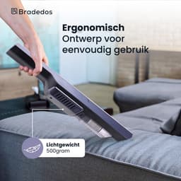 Bradedos® Kruimeldief snoerloos - Kruimelzuiger - Handstofzuiger - 12000PA - 3 Opzetstukken - Blauw — thumbnail 5