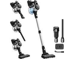 Powell Steelstofzuiger - Stofzuiger draadloos - Kruimeldief - Incl. 2 opzetstukken - Zilver/Zwart