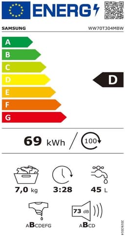 Samsung WW70T304MBW Wasmachine | 7 kg | 1400 toeren | Quick Wash 18 min | 13 Wasprogramma's | 10 garantie op Inverter Motor — thumbnail 2
