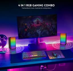 StayPowered 60% Compact Gaming Set - Ultieme RGB Game-ervaring - Mechanische Feeling - QWERTY Layout - Honeycomb 3200 DPI Muis - 3D Stereo RGB Speaker - Verlichte Muismat - Plug & Play - Zwart - Levering Sneller dan Aangegeven! — thumbnail 2