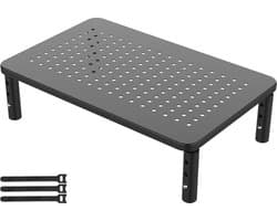PC-monitorverhoger - Hoogte verstelbare standaard voor monitor (3 types) - Geschikt voor pc-monitoren, laptops, printers - Maximaal 20 kg - Zwart Monitor Verhoger