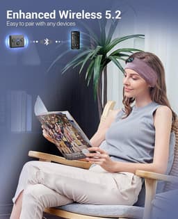 Bluetooth hoofdband hoofdtelefoon - ultralange speeltijd - slaaphoofdtelefoon met ingebouwde HD HiFi-luidsprekers - perfect voor slaaptraining yoga - zwart — thumbnail 4