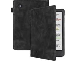 Hoes Geschikt voor Kobo Clara BW - E-reader Hoesje Leer Luxe Bescherm Case - Hoes Geschikt voor Kobo Clara BW Leren Hoes Book Cover - Zwart