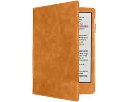 Hoes Geschikt voor Kobo Clara Colour Leren Hoesje Bookcase Cover Book Case Hoes Sleepcover Leer - Bruin